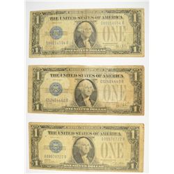 (3) 1928 $1 SILVER CERTIFICATE'S (FUNNY BACKS)