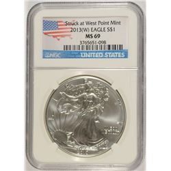 2013 (W) SILVER AMERICAN EAGLE NGC MS-69 (US LABEL)