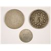 Image 1 : LOW GRADE TYPE COINS (2) SHIELD NICKELS & THREE CENT SILVER)