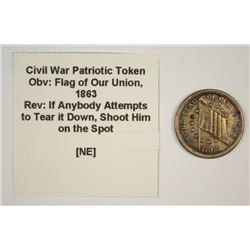 1863 CIVIL WAR TOKEN (PATRIOTIC) (FLAG OF OUR UNION) G/VG