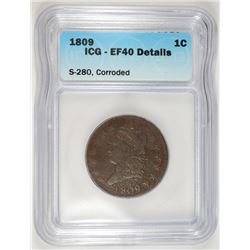 1809 LARGE CENT ICG EF-40 DETAILS