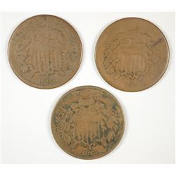 (3) TWO CENT PCS (1864, 1865, 1867)