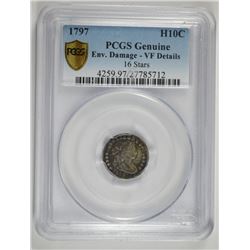 1797 BUST SEATED HALF DIME PCGS VF DETAILS (16-STARS)