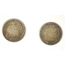 1854 & 1872 SEATED HALF DIMES