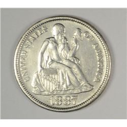 1887 SEATED DIME XF-45