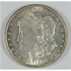 1901 MORGAN SILVER DOLLAR, AU-58  NICE COIN