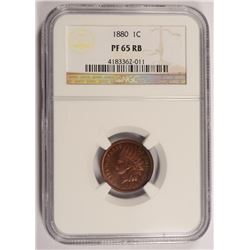 1880 INDIAN HEAD CENT, NGC PROOF-65 RB  TOUGH COIN!
