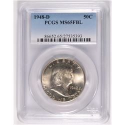 1948-D FRANKLIN HALF DOLLAR, PCGS MS-65 FBL