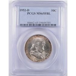 1952-D FRANKLIN HALF DOLLAR, PCGS MS-65 FBL