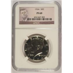 1964 KENNEDY HALF DOLLAR, NGC PROOF-69!