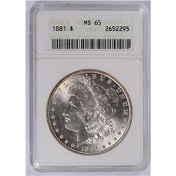 1881 MORGAN SILVER DOLLAR, ANACS MS-65 GEM