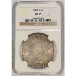 1883 MORGAN SILVER DOLLAR, NGC MS-65