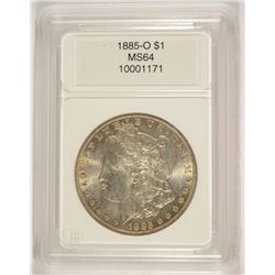 1885-O MORGAN SILVER DOLLAR, CCGS MS-64
