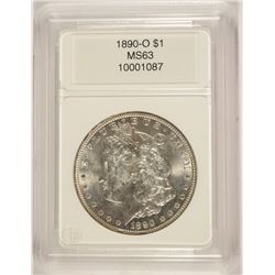 1890-O MORGAN SILVER DOLLAR, CCGS MS-63