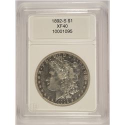 1892-S MORGAN SILVER DOLLAR, CCGS XF-40
