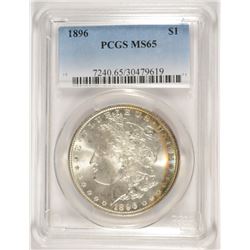 1896 MORGAN SILVER DOLLAR, PCGS MS-65  GORGEOUS!