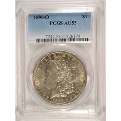 1896-O MORGAN SILVER DOLLAR, PCGS AU-53 GREY SHEET AU-50=$130.00 MS-60=$1400.00