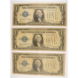 (3) 1928 $1 SILVER CERTIFICATE'S (FUNNY BACKS)