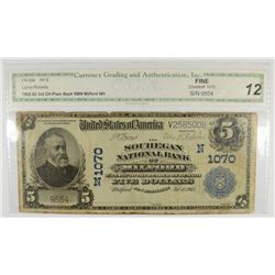 1902 $5 NATIONAL (MILFORD, NH) #1070 CGA 12