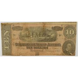 1864 $10 CONFEDERATE STATES OF AMERICA NOTE