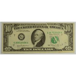 1981 $10 FEDERAL RESERVE NOTE (MAJOR MINT ERROR-LARGE GUTTER FOLD)