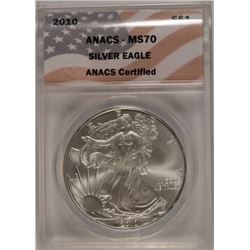 2010 SILVER AMERICAN EAGLE ANACS MS-70 !!!