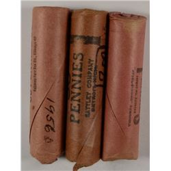 (3) ORGINAL ROLLS OF LINCOLN CENTS (BULLET WRAPED) 1956, 1956-D, 1958