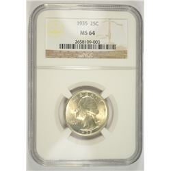 1935 WASHINGTON QUARTER NGC MS-64
