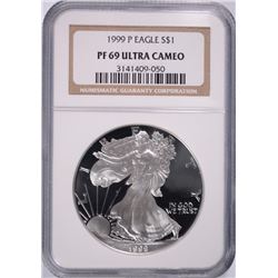 1999 P AMERICAN SILVER EAGLE NGC PF 69 ULTRA CAMEO