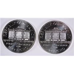 2 - 2014 AUSTRIA PHILHARMONIC .999 SILVER ROUNDS, BU