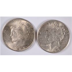 2 - PEACE DOLLARS; 1925 BU & 1926-S AU