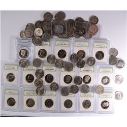 KENNEDY HALF DOLLAR LOT; 60 pcs NON-SILVER;  MIXED DATES - 17  Non-Silver PROOFS