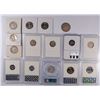 Image 2 : COLLECTORS LOT; 15 pcs 1892 BARBER HALF, 2-CANADA SILVER QTR, 1943 QTR PCGS AU58