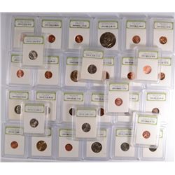 MISC SLAB LOT; 5-INDIAN HEADS, 5-DOLLAR COINS, 7-NICKELS & 14-CENTS