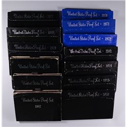 PROOF SET LOT / ORIGINAL BOXES ; 1970 thru 1982 - 13 SETS