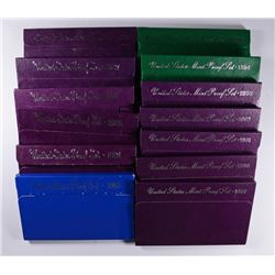 PROOF SET LOT / ORIGINAL BOXES; 1983 thru 1995, 13 SETS