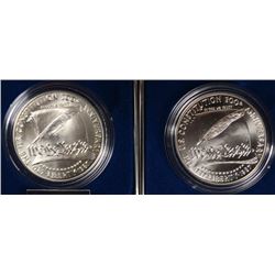 2 - 1987 BU CONSTITUTION SILVER DOLLARS / BOX / NO COA'S