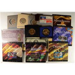 5 - 1976 BICENTENNIAL MEDALS, 5 - STATE QTR  LOTS, RACKATEER SET,'76 $2 BILL SET