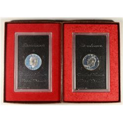 1971 & 1972 PROOF SILVER IKE DOLLARS in ORIGINAL BROWN BOX