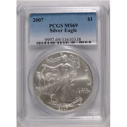 2007 AMERICAN SILVER EAGLE PCGS MS69