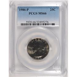 1886-P WASHINGTON QUARTER, PCGS MS-66  SCARCE!