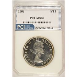 1962 CANADIAN SILVER DOLLAR, PCI MS-66