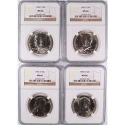 ( 4 ) 1985-D KENNEDY HALF DOLLARS, NGC MS-66
