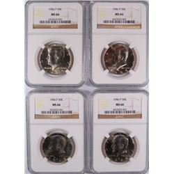 LOT OF ( 4 ) 1986 KENNEDY HALF DOLLARS, NGC  MS-66  ( BETTER DATE )