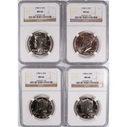 LOT OF ( 4 ) 1988-D KENNEDY HALF DOLLAR, NGC MS-66