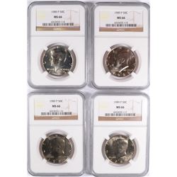 LOT OF ( 4 ) 1989 KENNEDY HALF DOLLARS, NGC MS-66