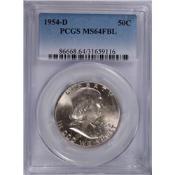 1954-D FRANKLIN HALF DOLLAR, PCGS MS-64 FBL