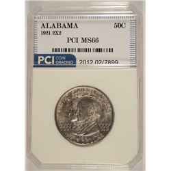1921 ALABAMA 2x2 COMMEMORATIVE HALF DOLLAR, PCI MS-66  RARE!!!