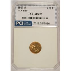 1915-S $1.00 GOLD COMMEMORATIVE PAN-PACIFIC, PCI MS-62