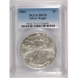 2003 AMERICAN SILVER EAGLE, PCGS MS-70! PERFECT!